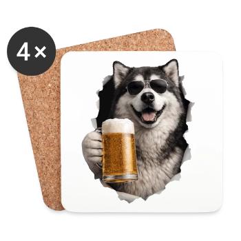 Bière Malamute d’Alaska - Dessous de verre (lot de 4) - blanc - Devant