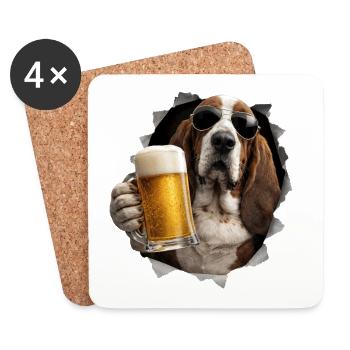 Basset Hound bier - Untersetzer (4er-Set) - Weiß - Vorne