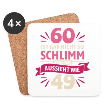 60 is not so bad - saying - Coasters (set of 4) - white - Front