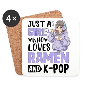 Juste une fille qui adore les ramen et la K-pop - Dessous de verre (lot de 4) - blanc - Devant