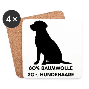 Hundeliebhaber Spruch – 20% Hundehaare - Untersetzer (4er-Set) - Weiß - Vorne