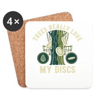 Les arbres adorent vraiment mes disques Disc golf drôle - Dessous de verre (lot de 4) - blanc - Devant