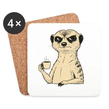 Grummeliges Erdmännchen Kaffee Liebhaber – Lustige - Dessous de verre (lot de 4) - blanc - Devant