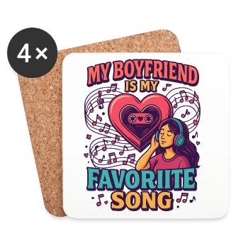 Chanson d’amour de petit ami de la Saint-Valentin, romance musicale - Dessous de verre (lot de 4) - blanc - Devant