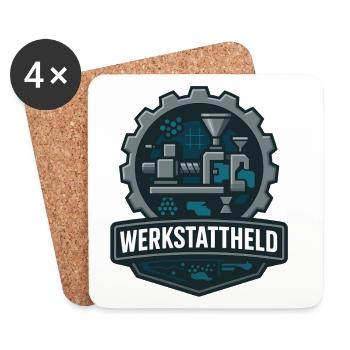Workshop Hero, Plastic Machine - Coasters (set of 4) - white - Front