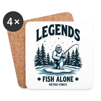 Legends Fish Alone Bigfoot Sasquatch Retro Style - Untersetzer (4er-Set) - Weiß - Vorne