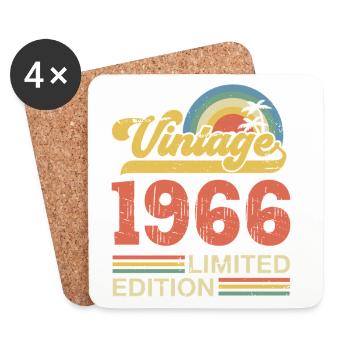 Vintage 1966 Anniversary Birthday Gift - Coasters (set of 4) - white - Front