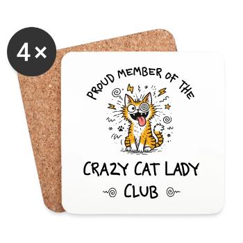 Membre fier du Club de la Chatte Folle - Dessous de verre (lot de 4) - blanc - Devant