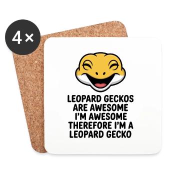 Mascotte joyeuse de Leopardgecko rit - Dessous de verre (lot de 4) - blanc - Devant