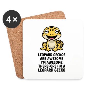 Dessin animé du Gecko jaune souriant - Dessous de verre (lot de 4) - blanc - Devant