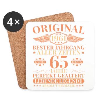1961 Vintage Born Legend 65th Birthday - Coasters (set of 4) - white - Front
