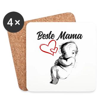 Beste Mama - Untersetzer (4er-Set) - Weiß - Vorne