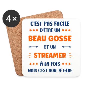 Handsome guy and streamer at the same time - Coasters (set of 4) - white - Front