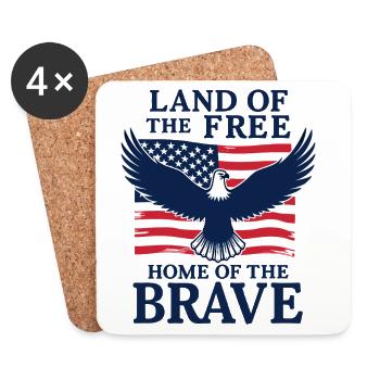 Land of the Free Home of the Brave USA Adler - Coasters (set of 4) - white - Front