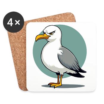 Freche Möwe Lustiges Küstenkind Maritim - Untersetzer (4er-Set) - Weiß - Vorne