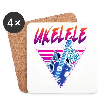 Hawaiian Ukulele Uke Retro 80s 90s - Coasters (set of 4) - white - Front