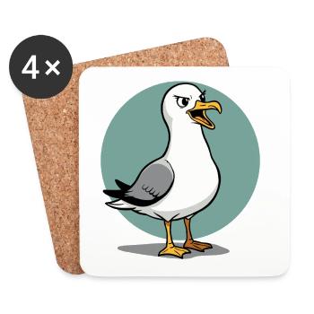 Freche Möwe Lustiges Küstenkind Maritim - Untersetzer (4er-Set) - Weiß - Vorne