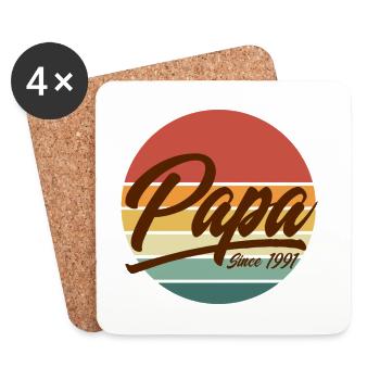 Papa depuis 1991 Cercle rétro rétro de soleil au coucher de Papa depuis 1991 - Dessous de verre (lot de 4) - blanc - Devant