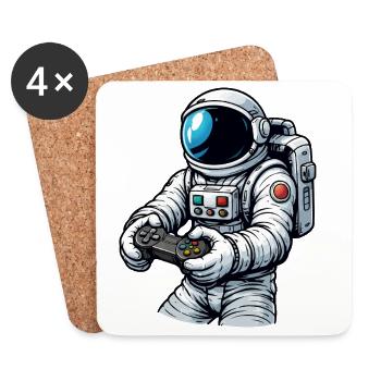 Astronaute avec manette de jeu - Dessous de verre (lot de 4) - blanc - Devant