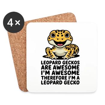 Leopard Gecko Cartoon: Spotted Charm - Coasters (set of 4) - white - Front
