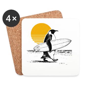 Penguin Surfer - Coasters (set of 4) - white - Front