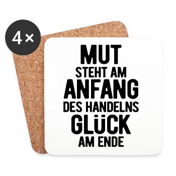 Courage is at the beginning - Motivation - Resolutions - Coasters (set of 4) - white - Front