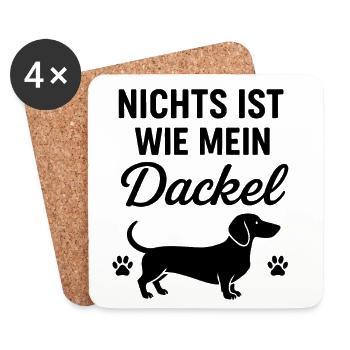 Mein Dackel Spruch - Untersetzer (4er-Set) - Weiß - Vorne