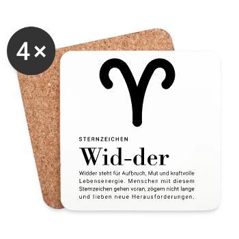Zodiac sign Aries - Coasters (set of 4) - white - Front