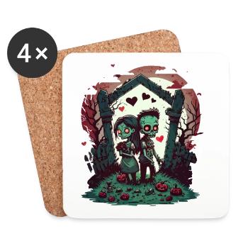 Valentine Zombie Love - Dessous de verre (lot de 4) - blanc - Devant
