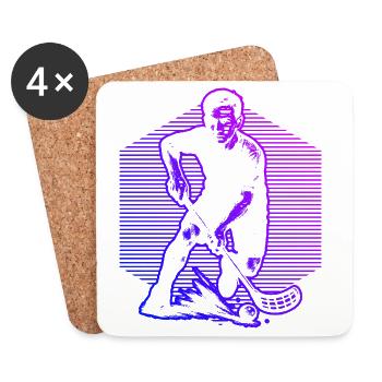 Klassisches Floorball Motiv - Untersetzer (4er-Set) - Weiß - Vorne