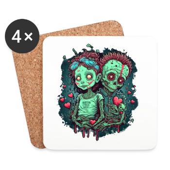 Valentine Zombie Love - Dessous de verre (lot de 4) - blanc - Devant