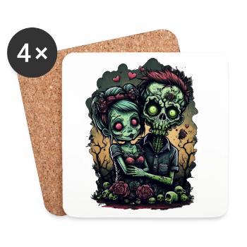 Valentine Zombie Love - Dessous de verre (lot de 4) - blanc - Devant