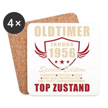 70. Geburtstag Original Januar Jahrgang 1956 - Untersetzer (4er-Set) - Weiß - Vorne