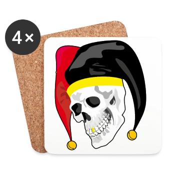 Harlequin Skull: Rebel Style and Gold - Coasters (set of 4) - white - Front