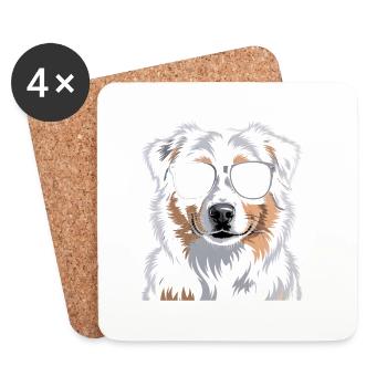 Australian Shepherd - Untersetzer (4er-Set) - Weiß - Vorne