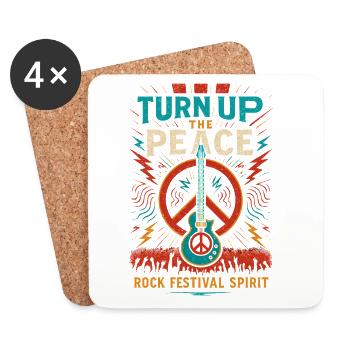 Guitare de paix au festival rock, motif de paix - Dessous de verre (lot de 4) - blanc - Devant