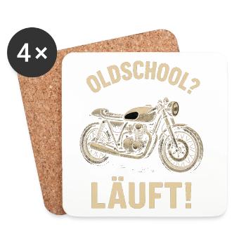 Oldschool läuft motorrad, retro biker - Untersetzer (4er-Set) - Weiß - Vorne