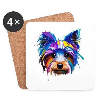 Yorkshire Terrier Yorkie Colorful Pop Art Dog Mom - Coasters (set of 4) - white - Front