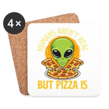 Menschen existieren nicht, aber Pizza ist ein lustiges Zitat - Untersetzer (4er-Set) - Weiß - Vorne