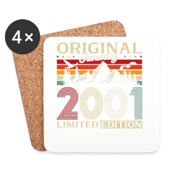 25th Birthday Original January Year 2001 - Coasters (set of 4) - white - Front