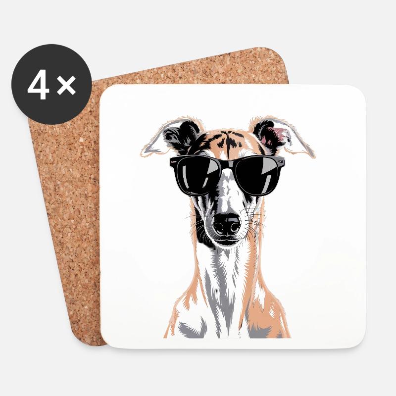 Greyhound Windhund - Untersetzer (4er-Set) - Weiß
