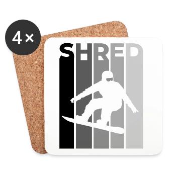 SHRED Snowboarder – Snowboard Saying & Action - Coasters (set of 4) - white - Front