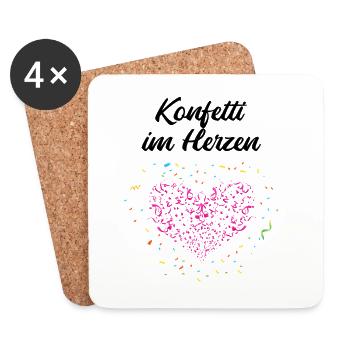 Confetti in the Heart – Carnival Carnival Heart - Dessous de verre (lot de 4) - blanc - Devant