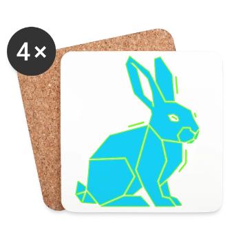 Geometric Bunny Low Poly Modern - Coasters (set of 4) - white - Front