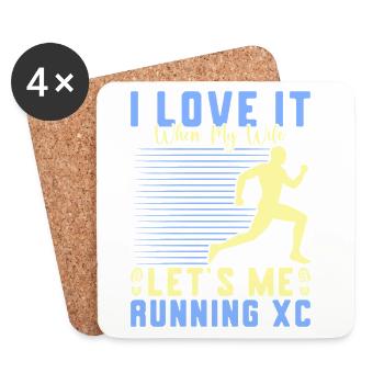 Cadeau de course XC drôle XC Runner Edition - Dessous de verre (lot de 4) - blanc - Devant