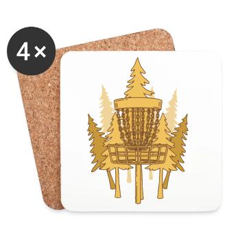 Disc Golf Basket Pines Scène de Disc Golf Volant - Dessous de verre (lot de 4) - blanc - Devant