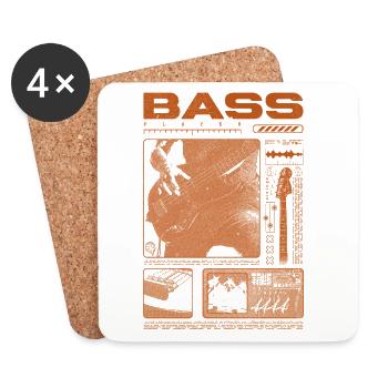 Bass Guitar Lover Bass Player Streetwear - Coasters (set of 4) - white - Front