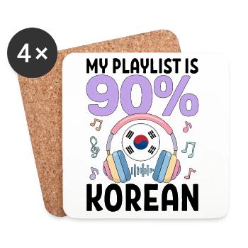 My Playlist Is 90 Percent Korean - Untersetzer (4er-Set) - Weiß - Vorne