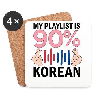 My Playlist Is 90 Percent Korean - Untersetzer (4er-Set) - Weiß - Vorne