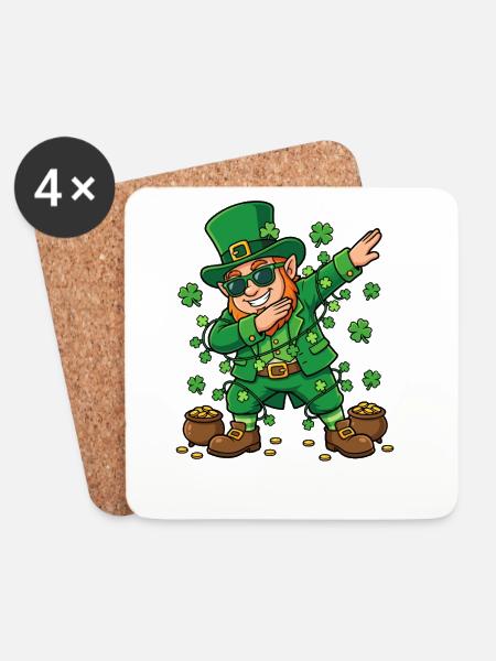 Dabbing Leprechaun St. Patrick's Day Leprechaun - Untersetzer (4er-Set) - Weiß